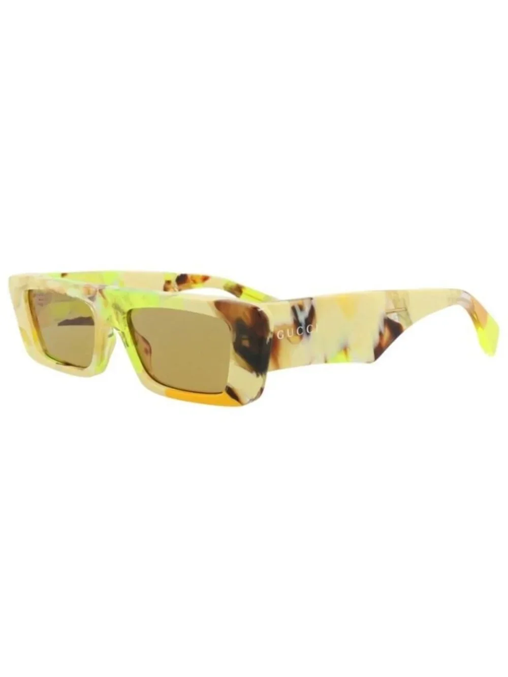 New Gucci Mens Square/Rectangle Yellow Yellow Brown Fashion Designer Sunglasses